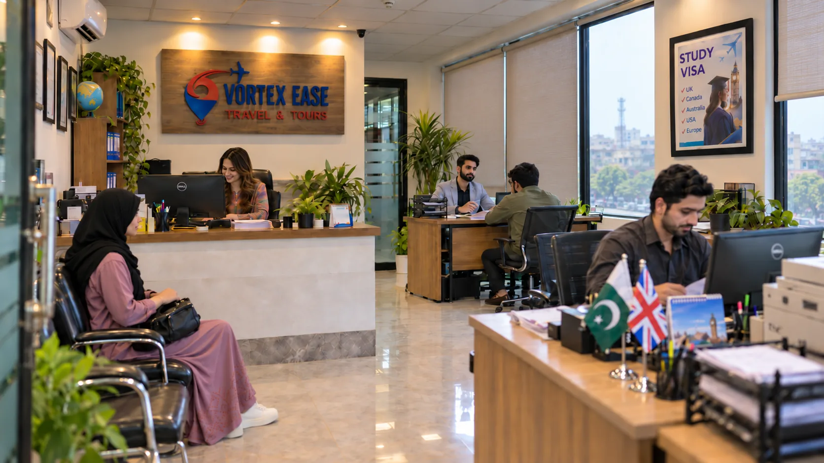 Vortex Ease office with reception and study consultation desks